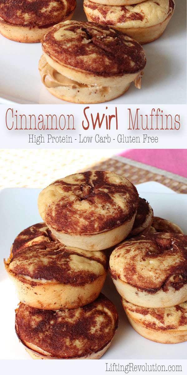 Low Carb High Protein Cinnamon Swirl Muffins