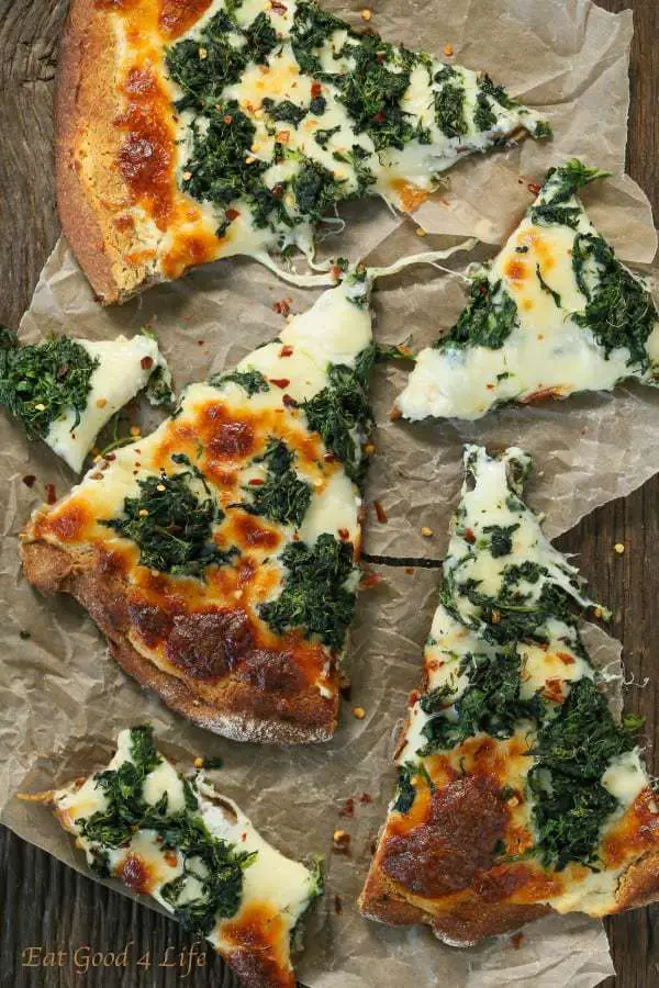 Roasted Garlic Spinach White Pizza