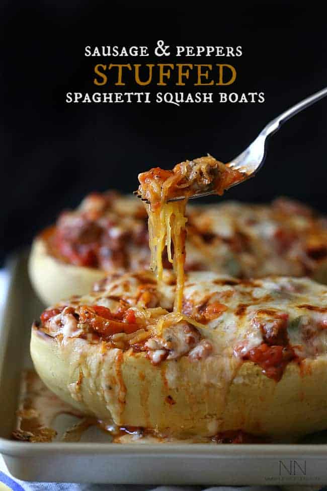 Sausage and Peppers Stuffed Spaghetti Squash