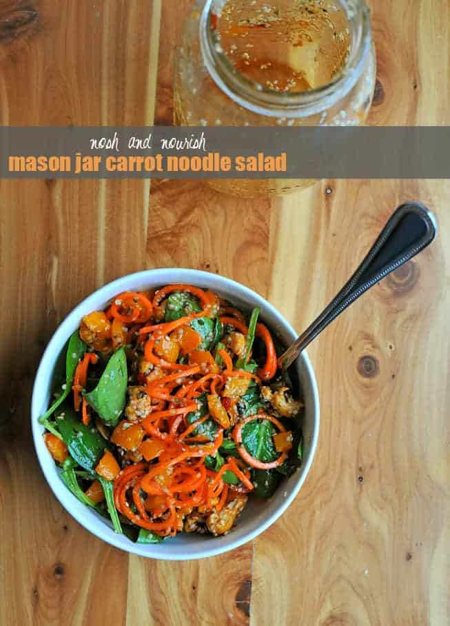 Mason Jar Carrot Noodle Salad with Sweet Chili Vinaigrette