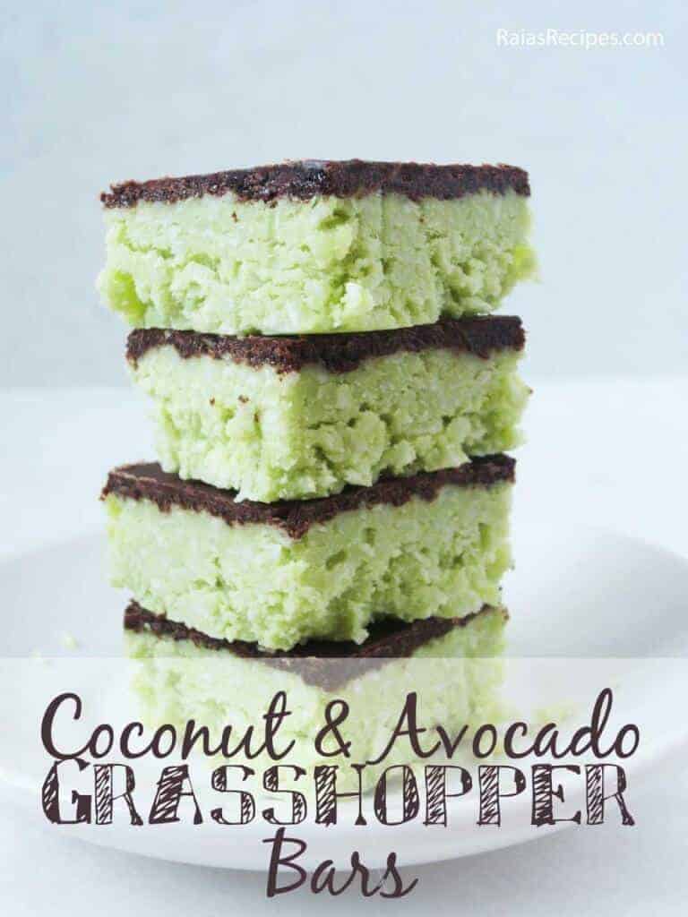 No-Bake Coconut Avocado Grasshopper Bars