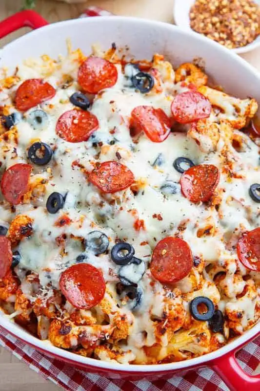Pepperoni Pizza Cauliflower Casserole