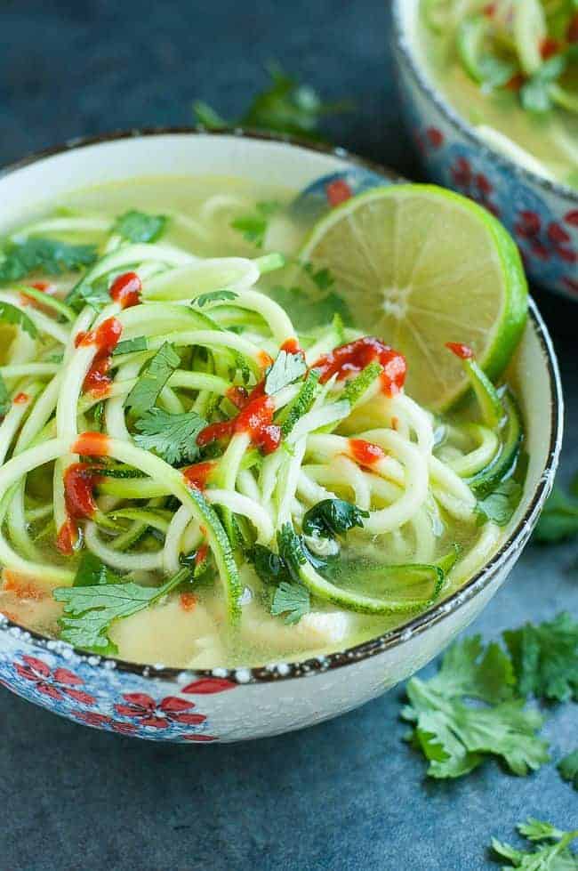Spicy Sriracha Lime Chicken Zoodle Soup