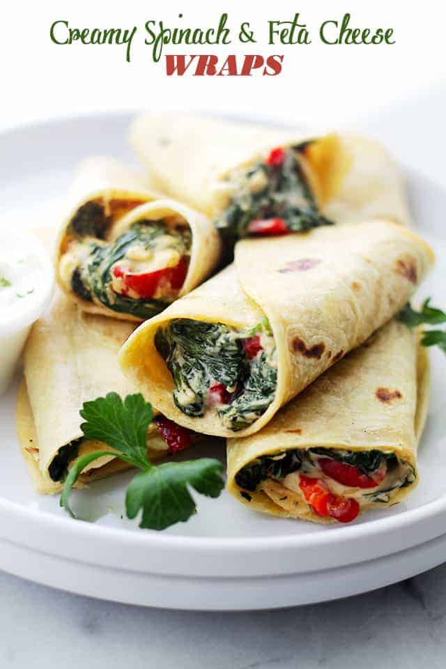 Creamy Spinach And Feta Cheese Tortilla Wraps