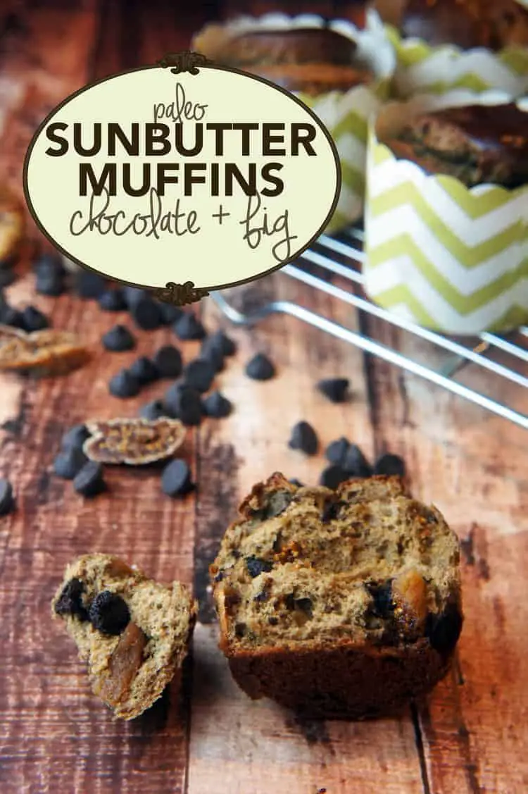 Paleo Chocolate Chip And Fig Sunbutter Muffins