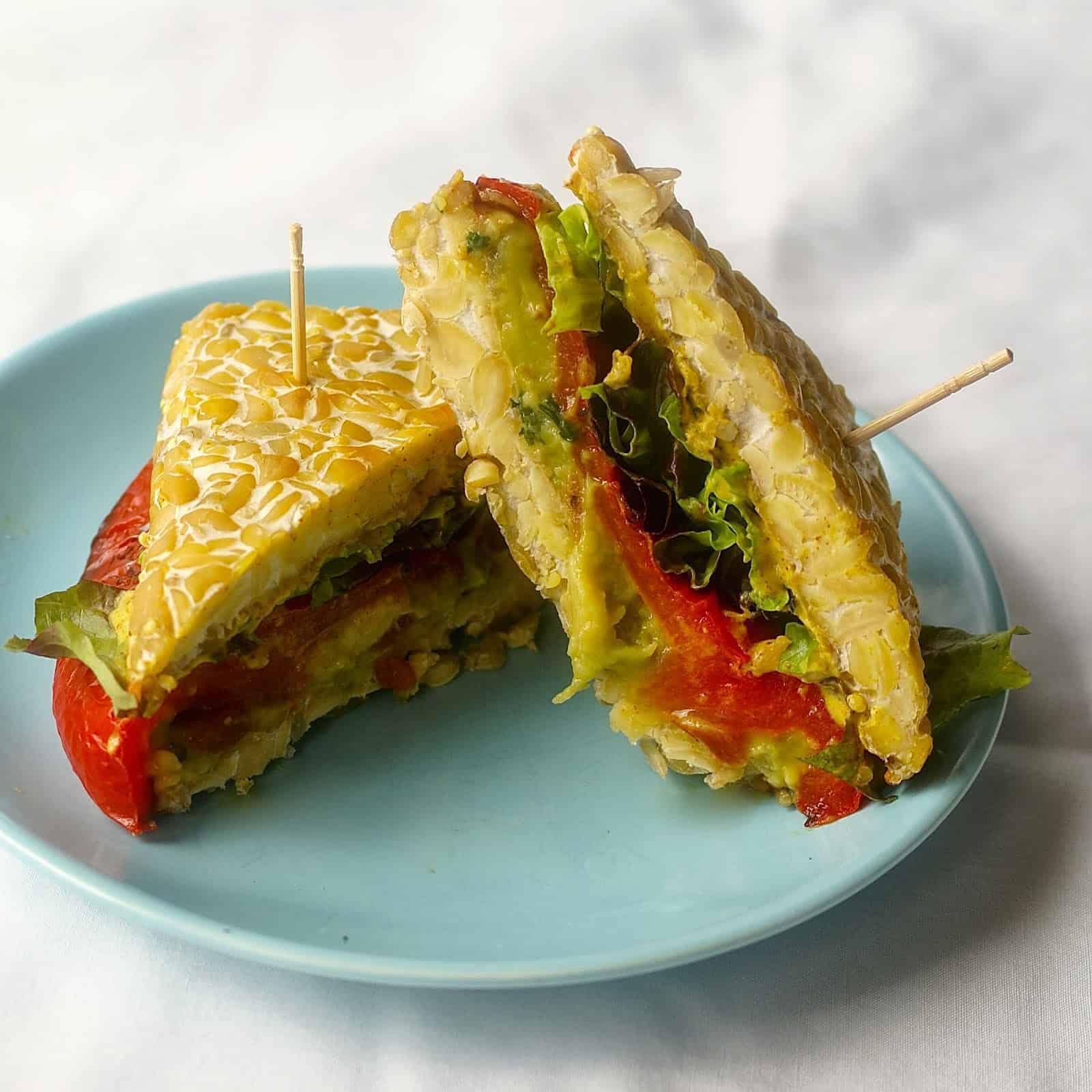 Tempeh ‘Bread” and My Kitchen Sink Sandwich