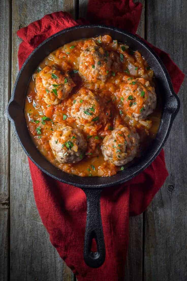 Paleo Oven Baked Italian Meatballs With Marinara Sauce