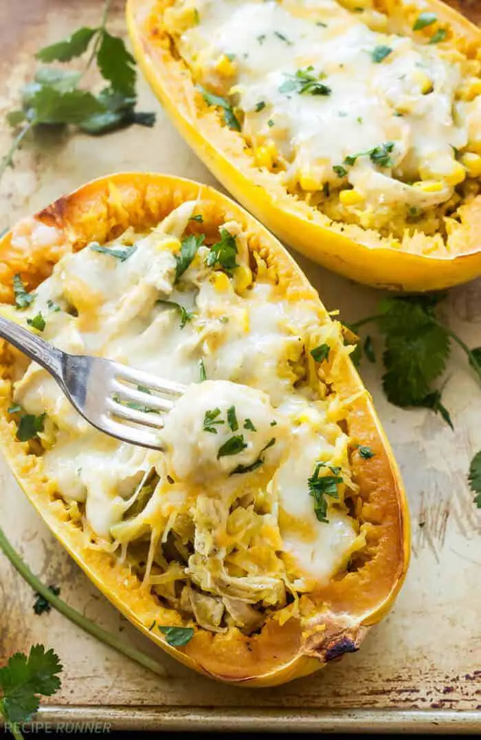 Green Chile Chicken Enchilada Stuffed Spaghetti Squash