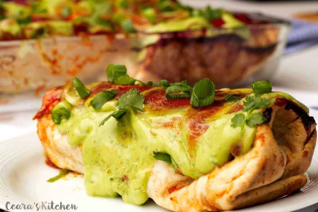 White Bean And Avocado Baked Burritos