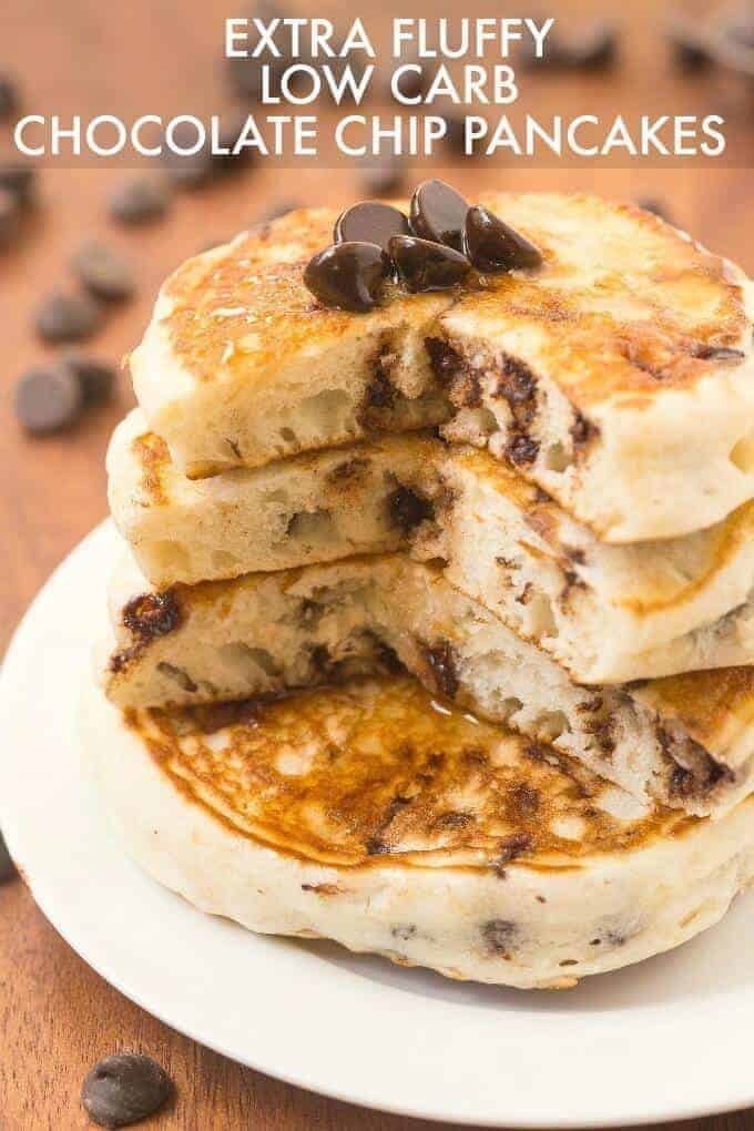 Ealthy Fluffy Low Carb Chocolate Chip Pancakes