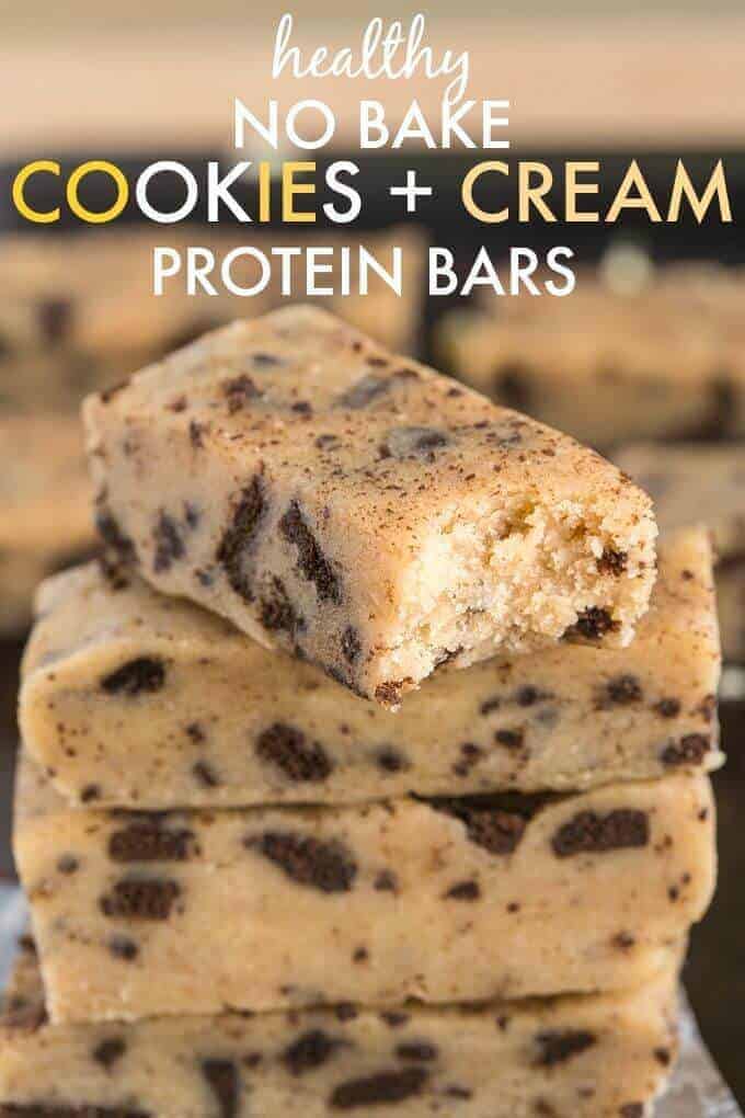 No Bake Cookies and Cream Protein Bars