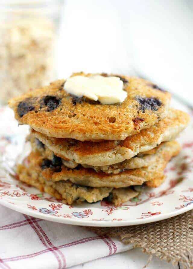 Vegan Blueberry Oatmeal Pancakes