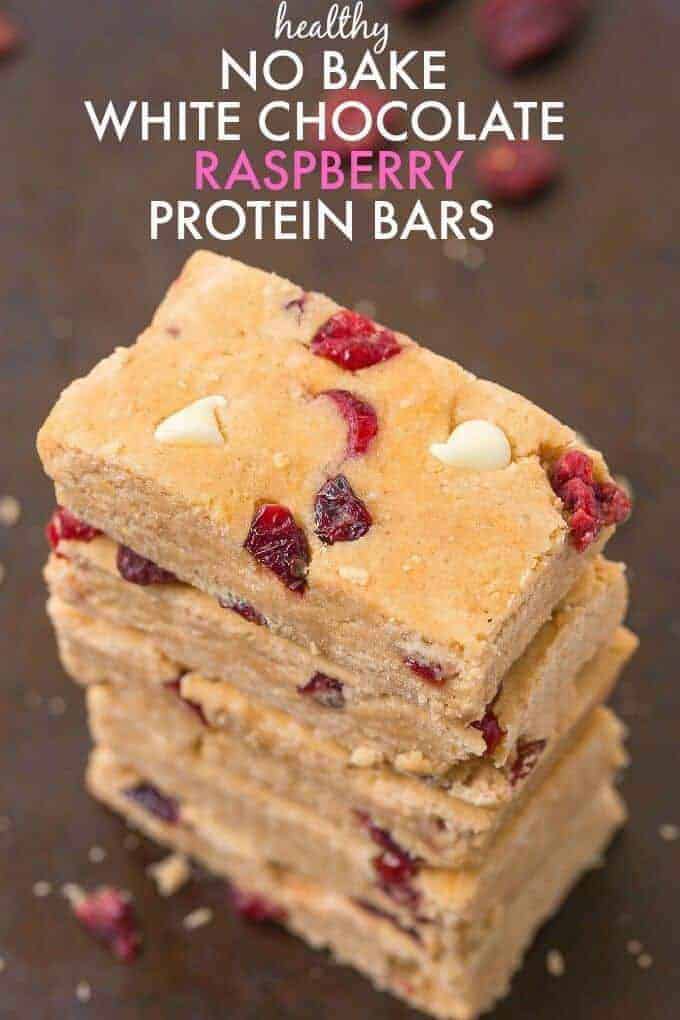 Healthy No Bake White Chocolate Raspberry Protein Bars