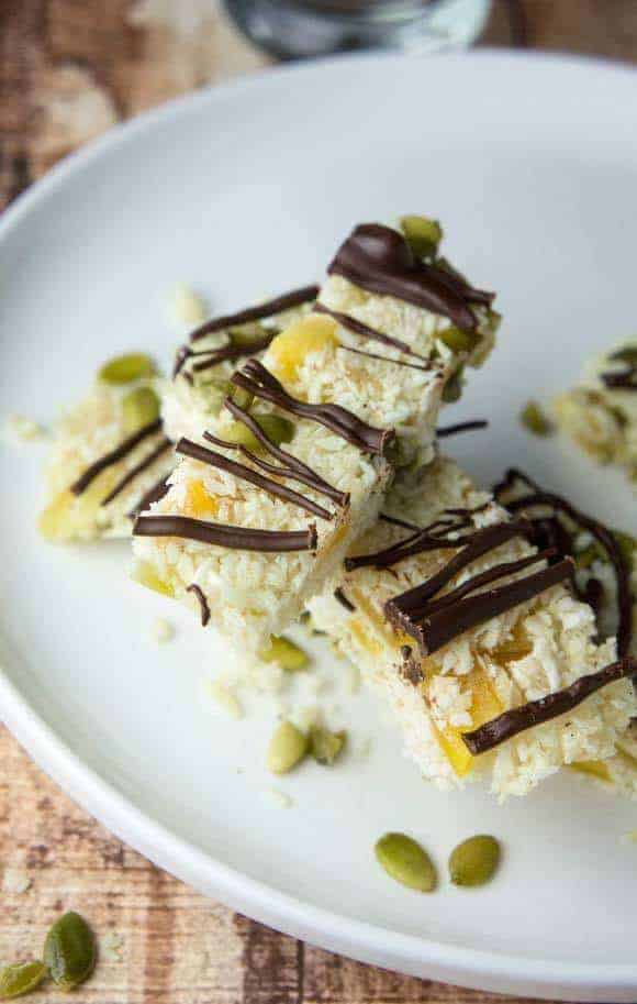 Chewy Coconut Bars With Mango & Pepitas