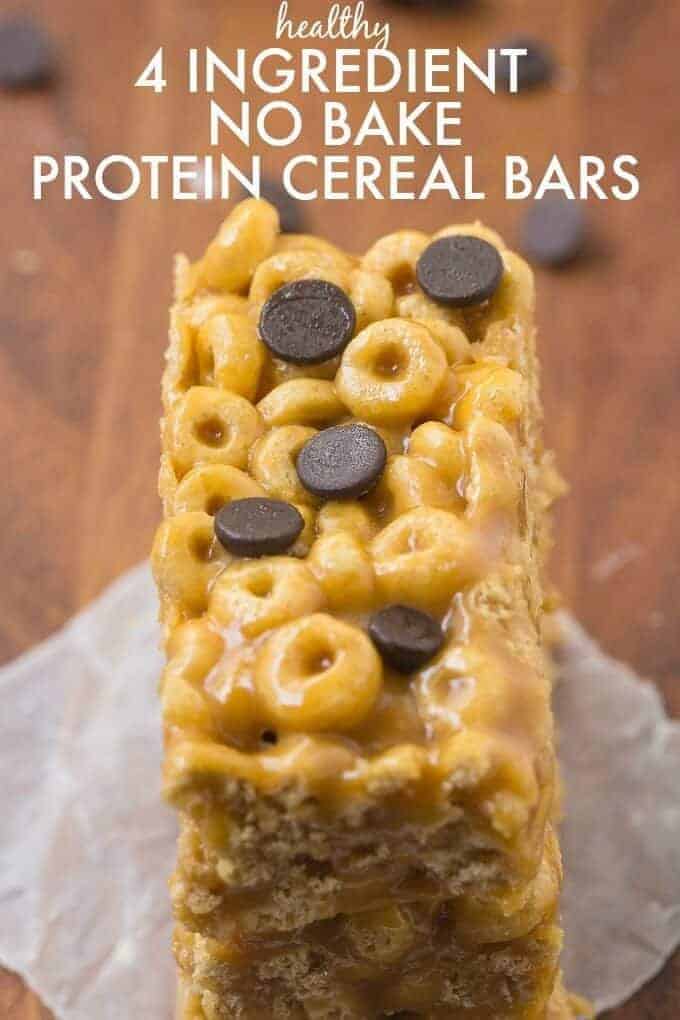 Healthy 4 Ingredients No Bake Protein Cereal Bars