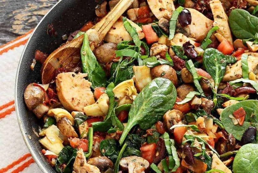 One Skillet Paleo Mediterranean Chicken