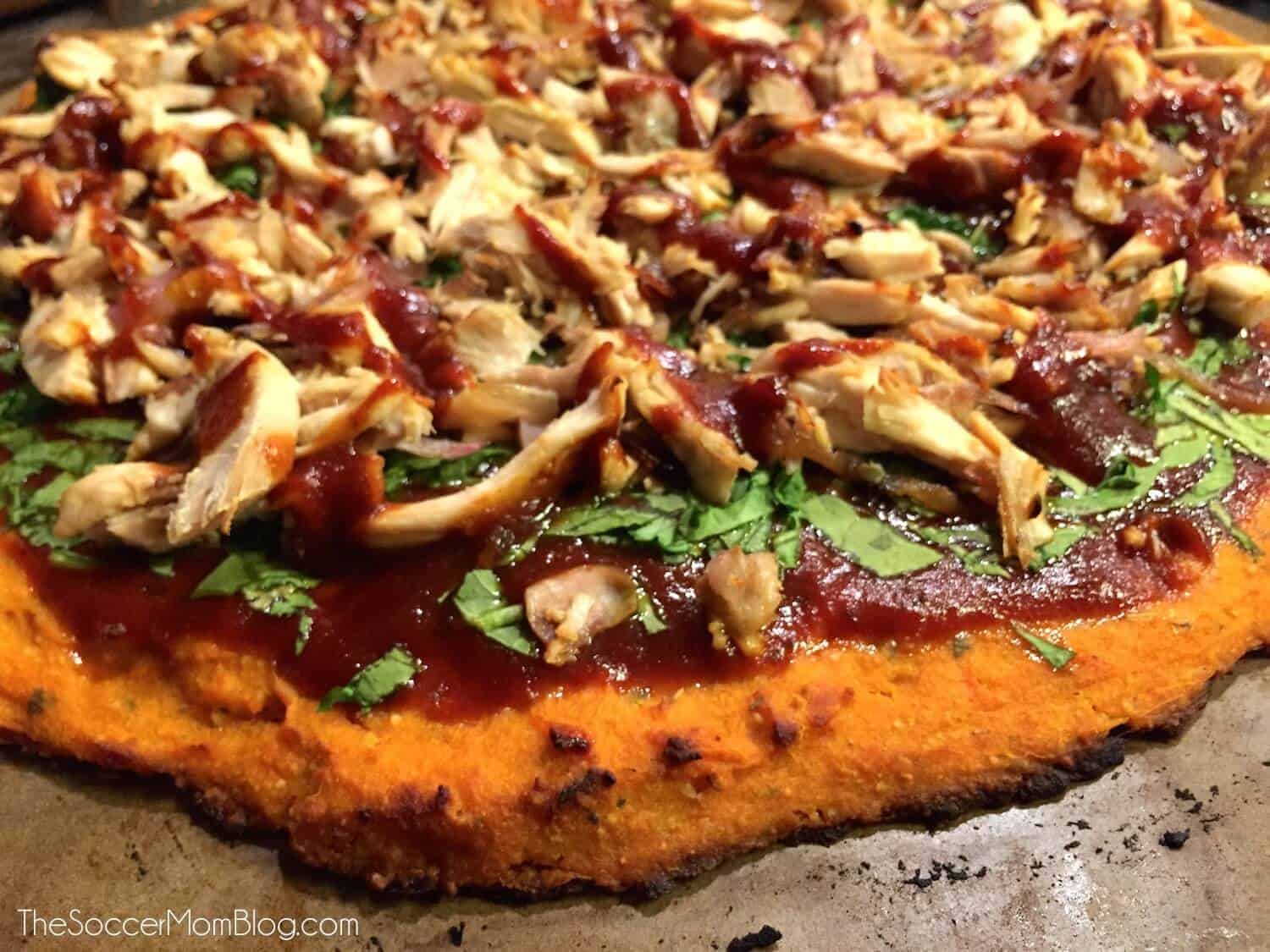 Healthy Barbeque Chicken Pizza with Sweet Potato Crust