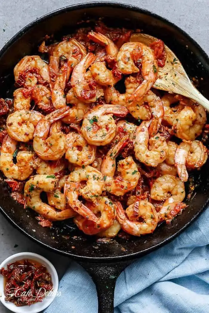 Spicy Garlic Sun Dried Tomato Shrimp