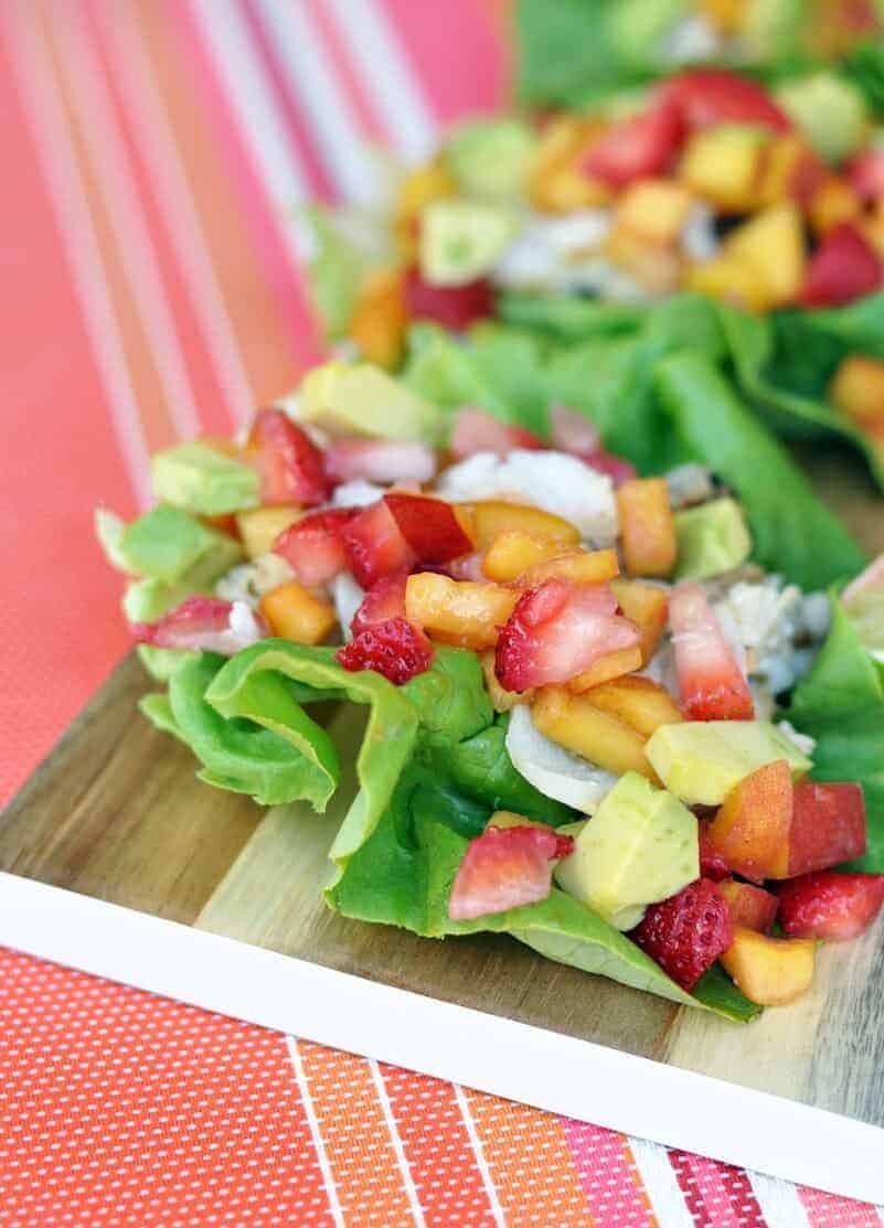 Fish Tacos with Peach and Strawberry Salsa