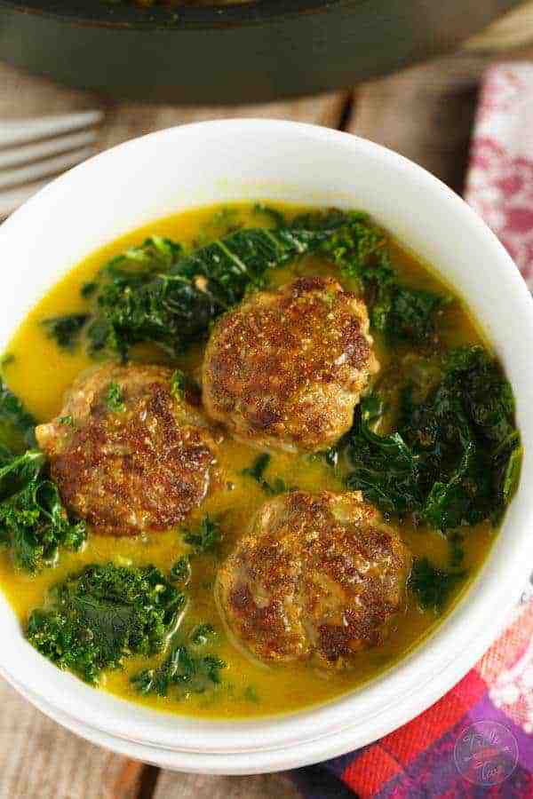 Curry Meat Balls and Kale Stew