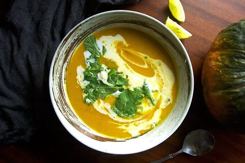 Turmeric Pumpkin Soup with Coconut and Lime