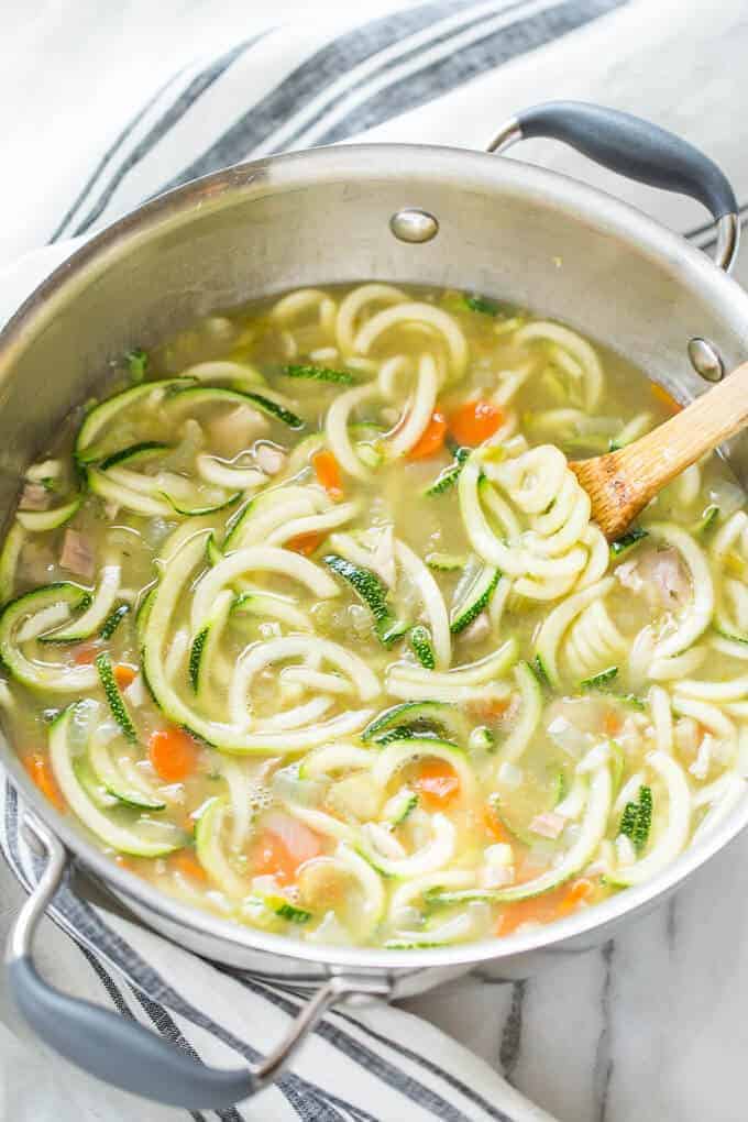Homemade Chicken Zucchini Noodle Soup