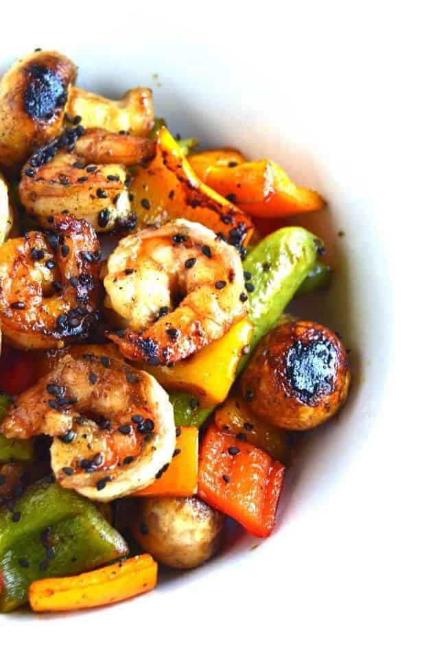 Grilled Sesame Asian Shrimp and Vegetables
