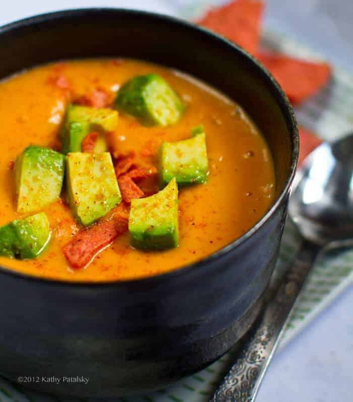 Sweet Potato Soup (in a Flash!) Avocado on Top
