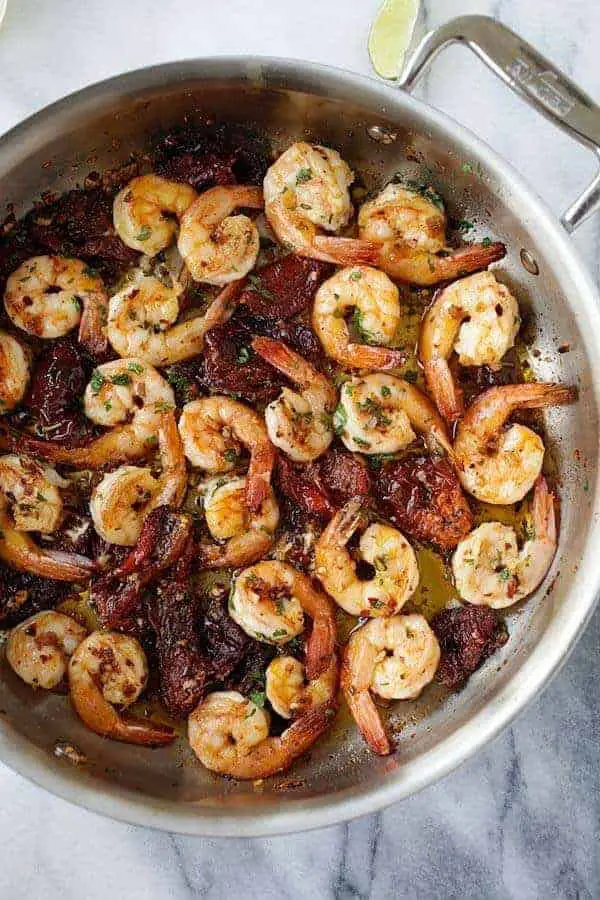 Garlic Sun Dried Tomatoes with Roasted Shrimp